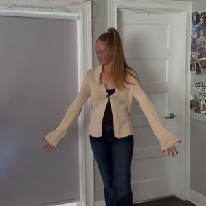 Calvin Klein Jeans Beige Knit Bell Sleeve Cardigan